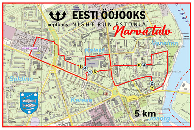 5 km pikkune võistlusrada Narvas.