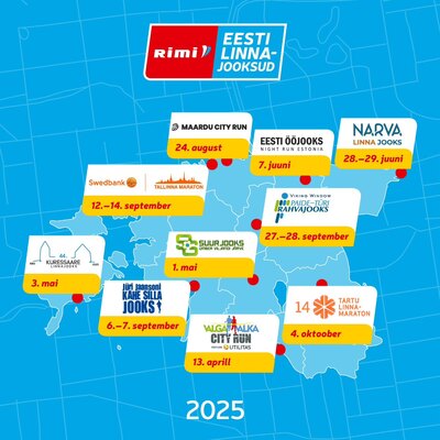RIMI Eesti Linnajooksude etapid 2025