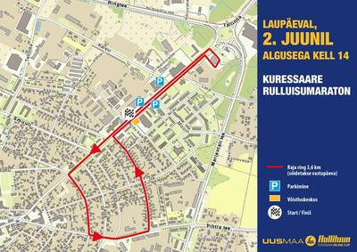 Kuressaare Rulluisumaratoni rajaskeem