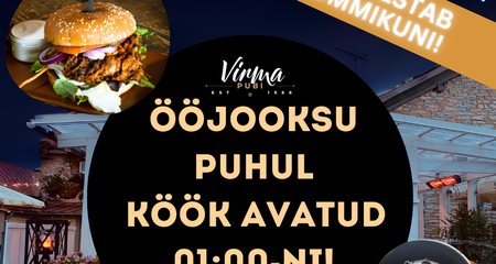 Grillresto SARVIK ja Virma Pubi toitlustavad ööjooksjaid kuni 01.00!